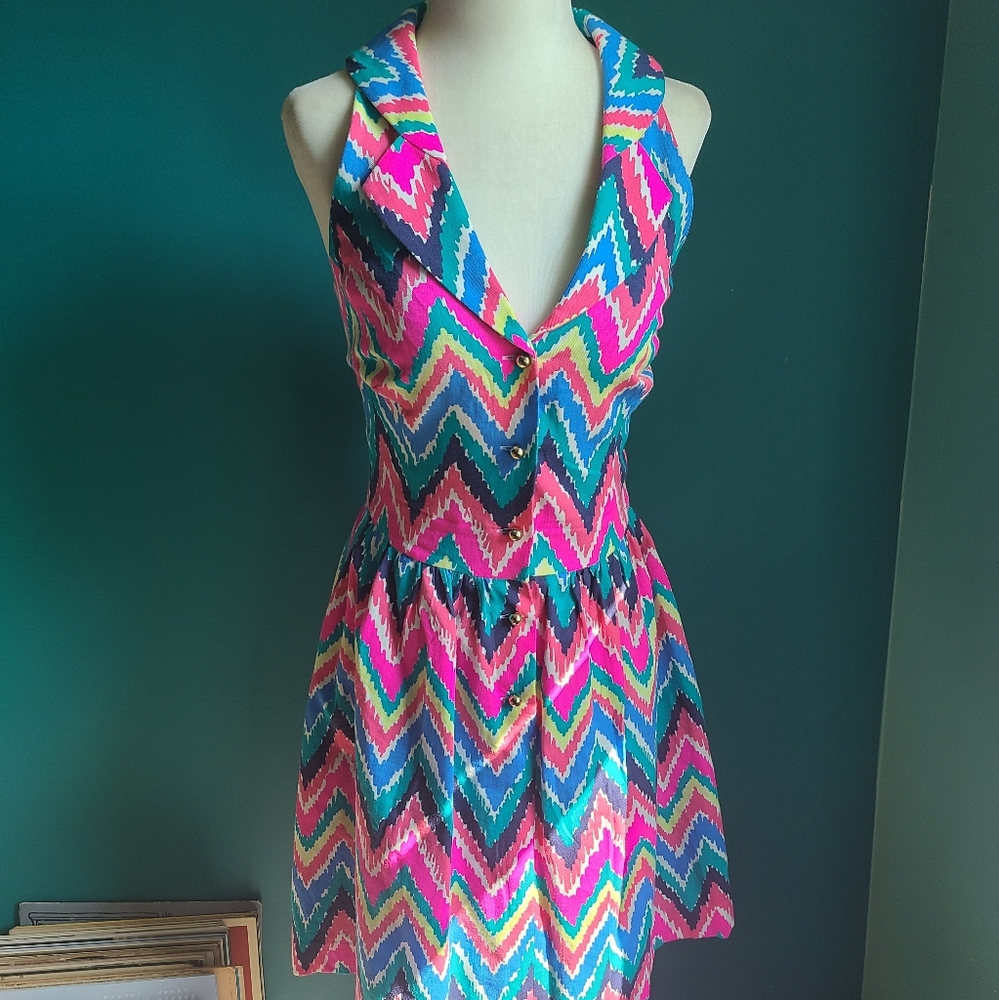 Lilly Pulitzer Zigzag Midi Dress - Pink, Blue, Green